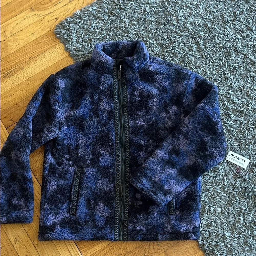 Old Navy Kids Size 10-12 NWT Printed Sherpa Zip Jacket for Boys